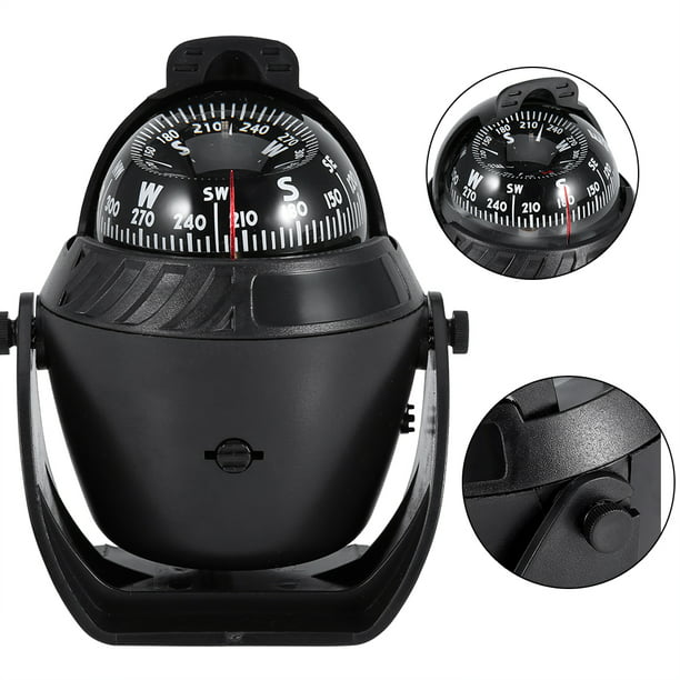 Black Ejoyous Boat Compass High Precision Car Compass Dashboard Suction Electronic Navigation Ball Marine Compass with LED Light Pivoting for Marine Boat Ship Truck Camping Hiking